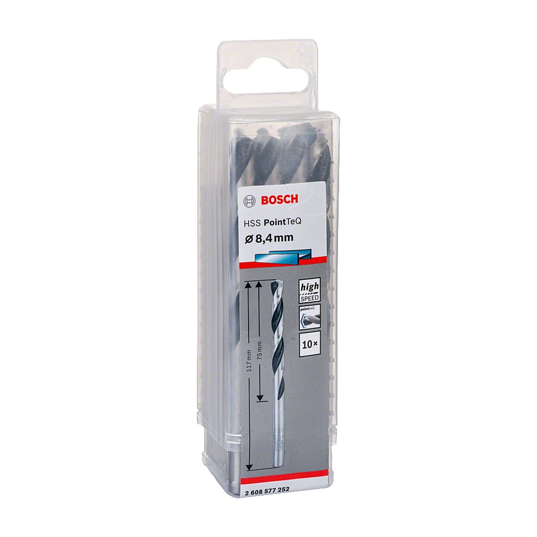 Bosch 8.40 mm HSS Metal Drill Bits PointTeQ Range (Pack of 10 Pcs), 2 608 577 252