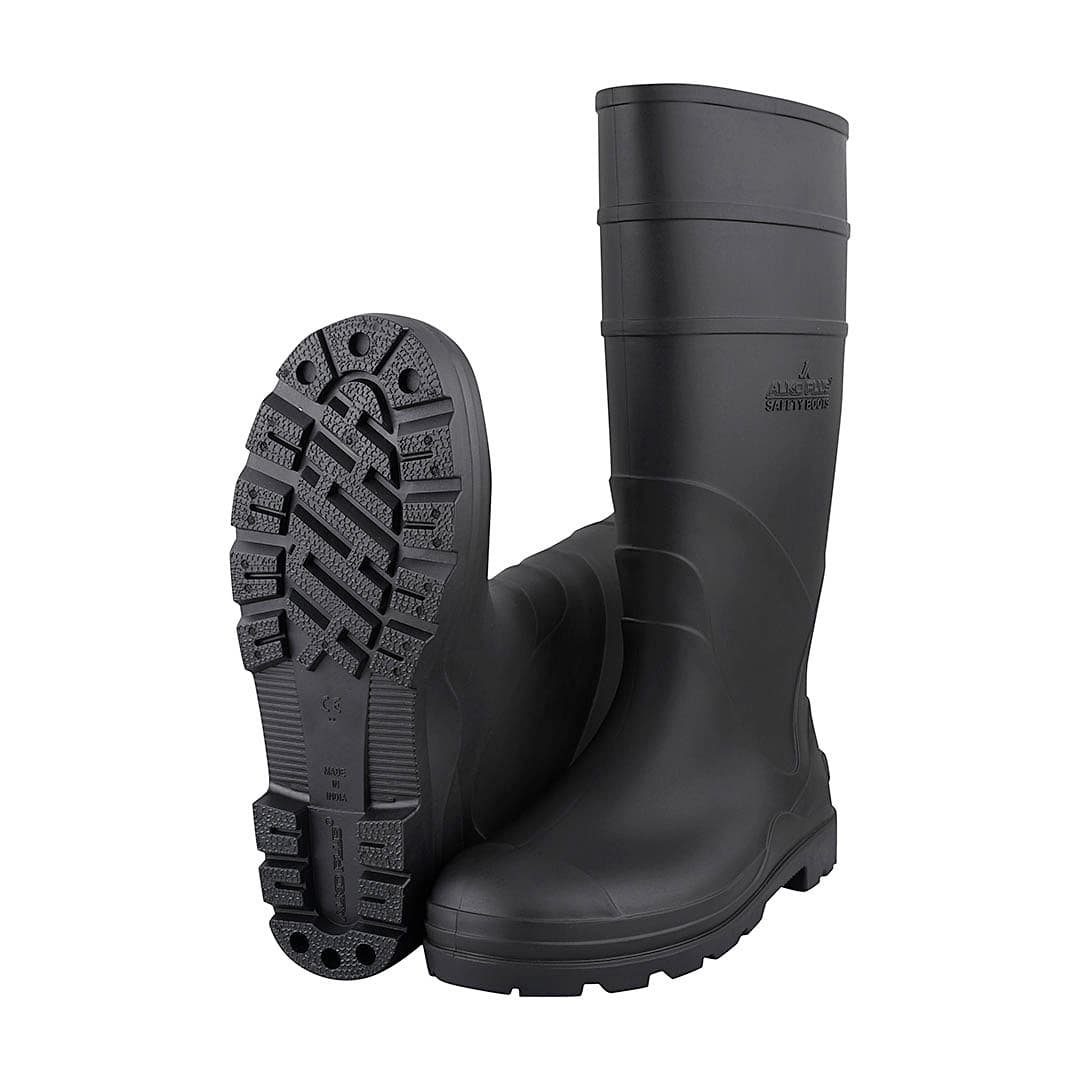 Alko Plus 15 inch PVC Gumboot with Cotton Lining & without Steel Toe (Black), APS G2