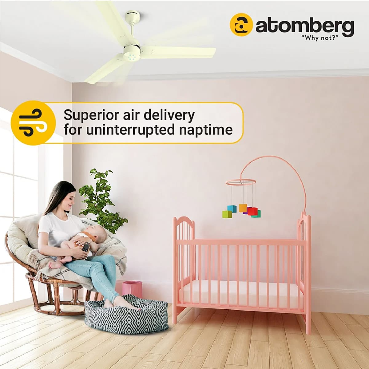 Atomberg Renesa 1200 mm Energy Efficient Ceiling Fan With BLDC Motor & Remote (Ivory)