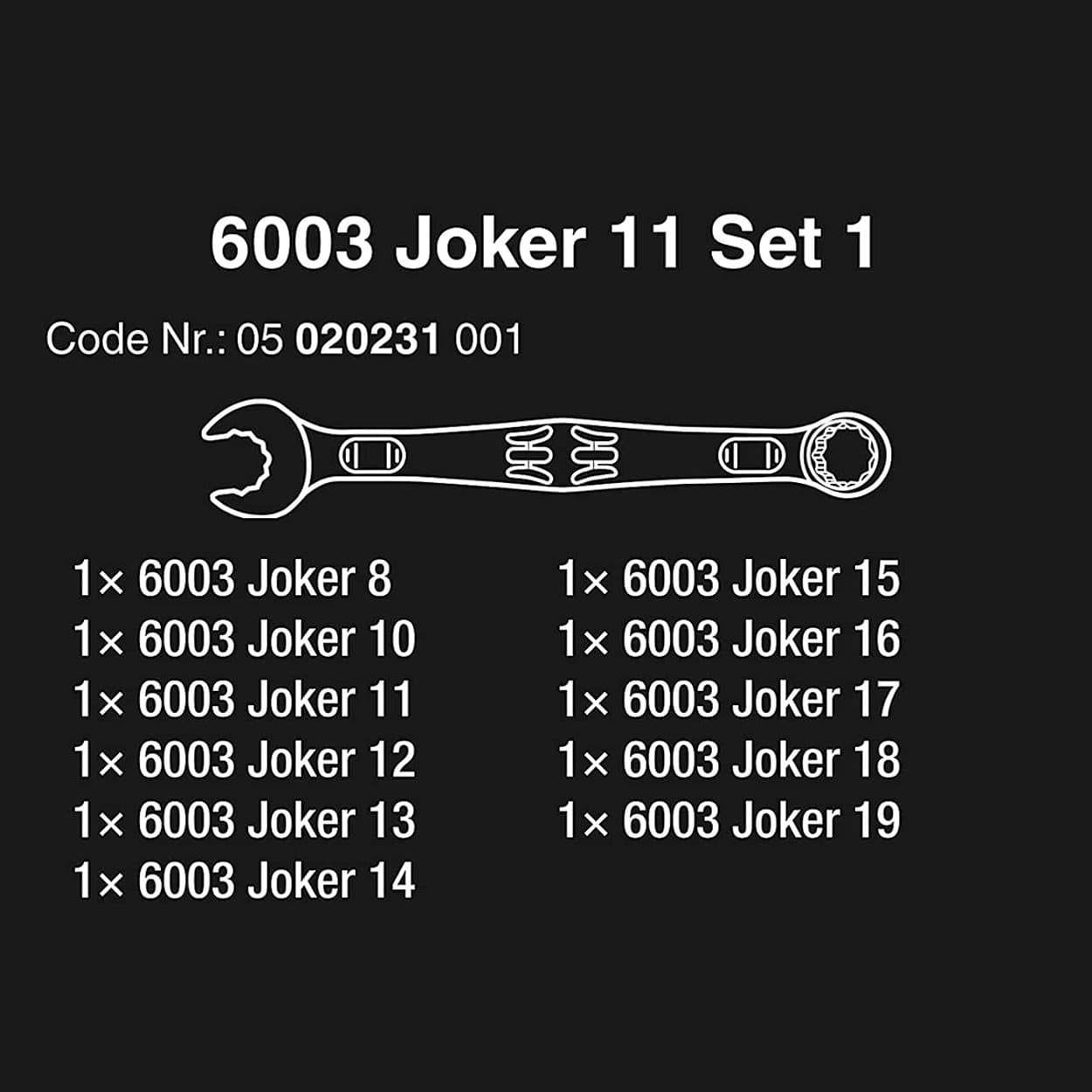 Wera 6003 Joker 11 Set 1 Combination Wrench, 05020231001