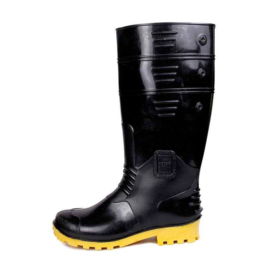 Hillson Torpedo 211 ISI Marked Dual Density PVC Safety Gumboots without Steel Toe - Black & Yellow
