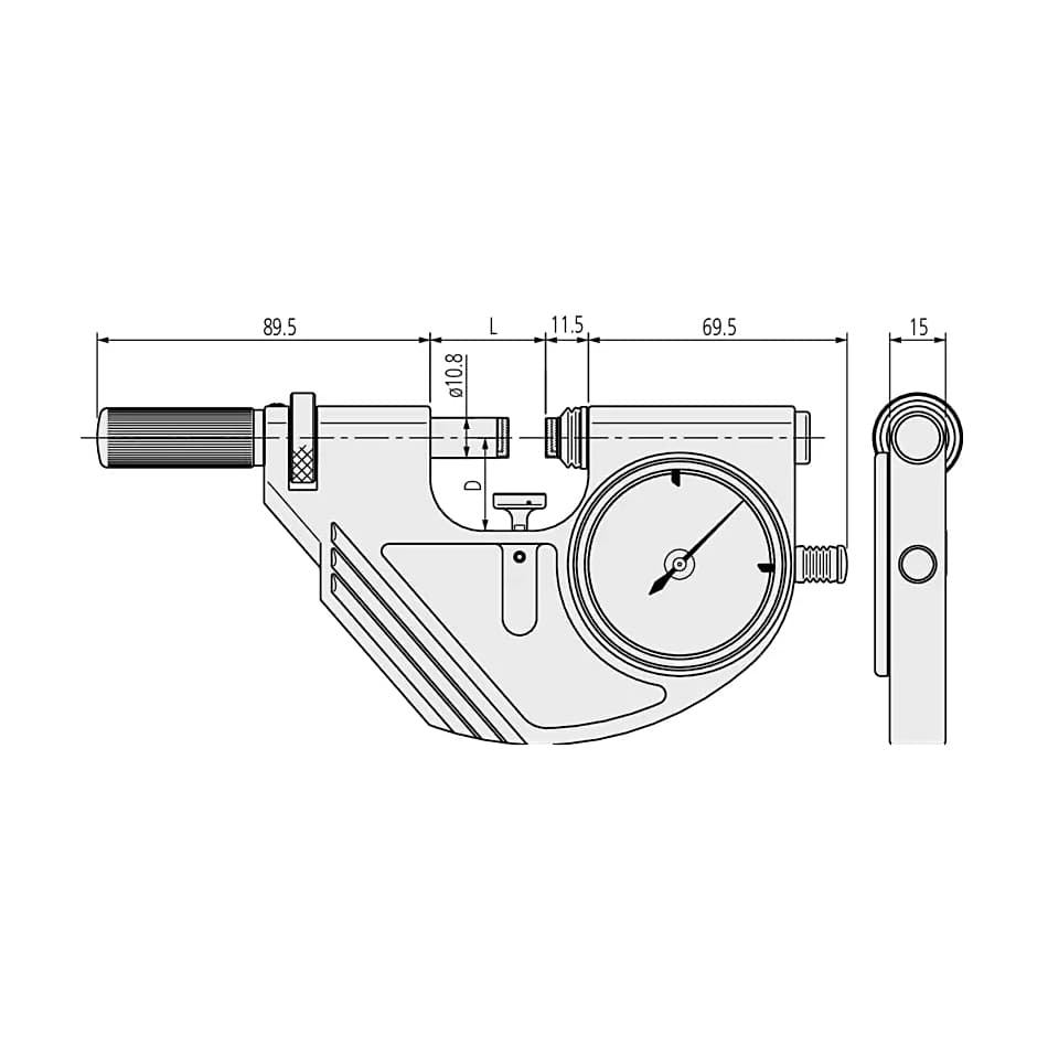 Mitutoyo 1 - 2 inch Dial Snap Meter (IP54), 523-132