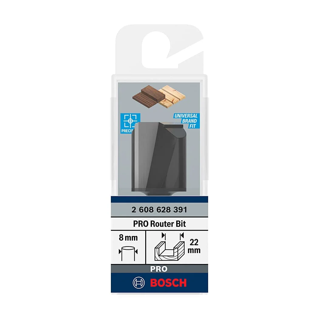 Bosch 22 mm Pro Router Straight Bit (2 Flute), 2 608 628 391