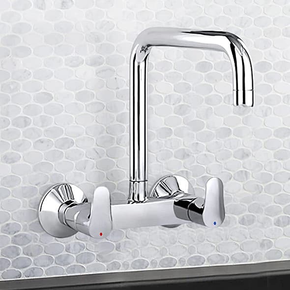 Kohler July Wall Mount Kitchen Mixer In Polished Chrome Finish, K-20591IN-4-CP