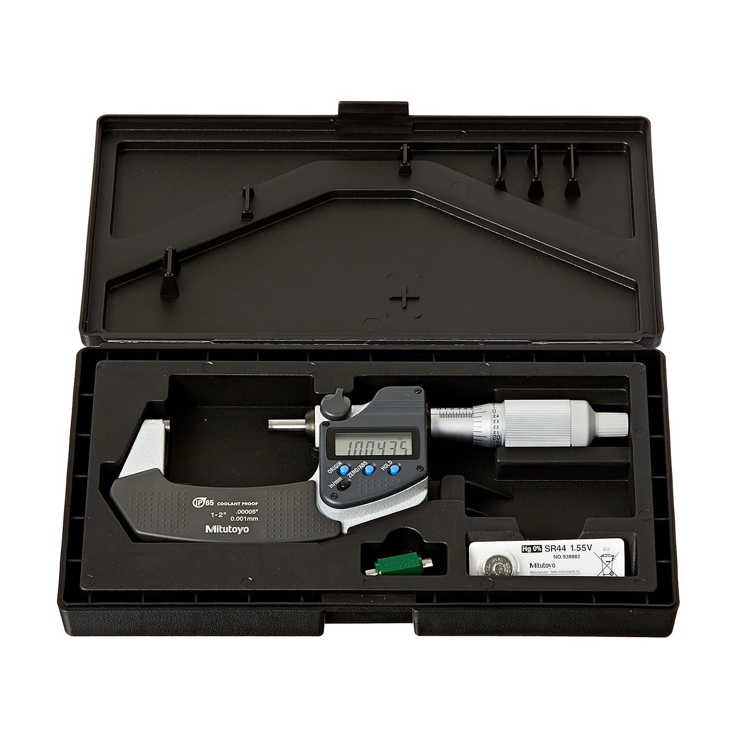 Mitutoyo 1 - 2 inch / 25.4 - 50.8 mm Digital Micrometer With Ratchet Thimble & Without SPC Data Output (IP65 Coolant-Proof), 293-345-30