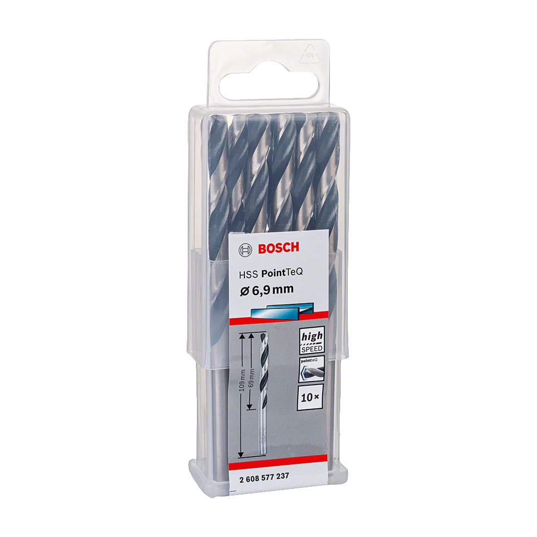 Bosch 6.90 mm HSS Metal Drill Bits PointTeQ Range (Pack of 10 Pcs), 2 608 577 237
