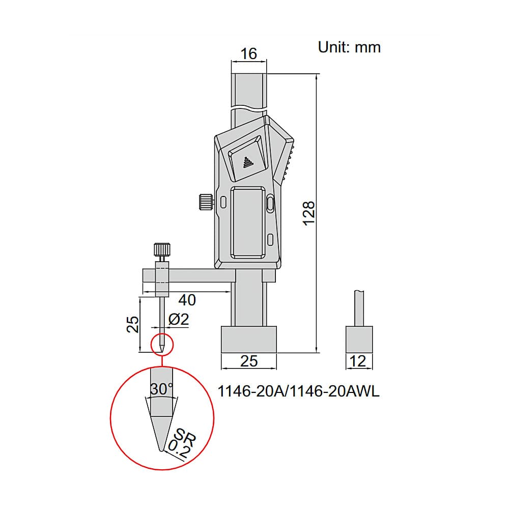 Insize Mini Digital Height Gage, 1146-20A