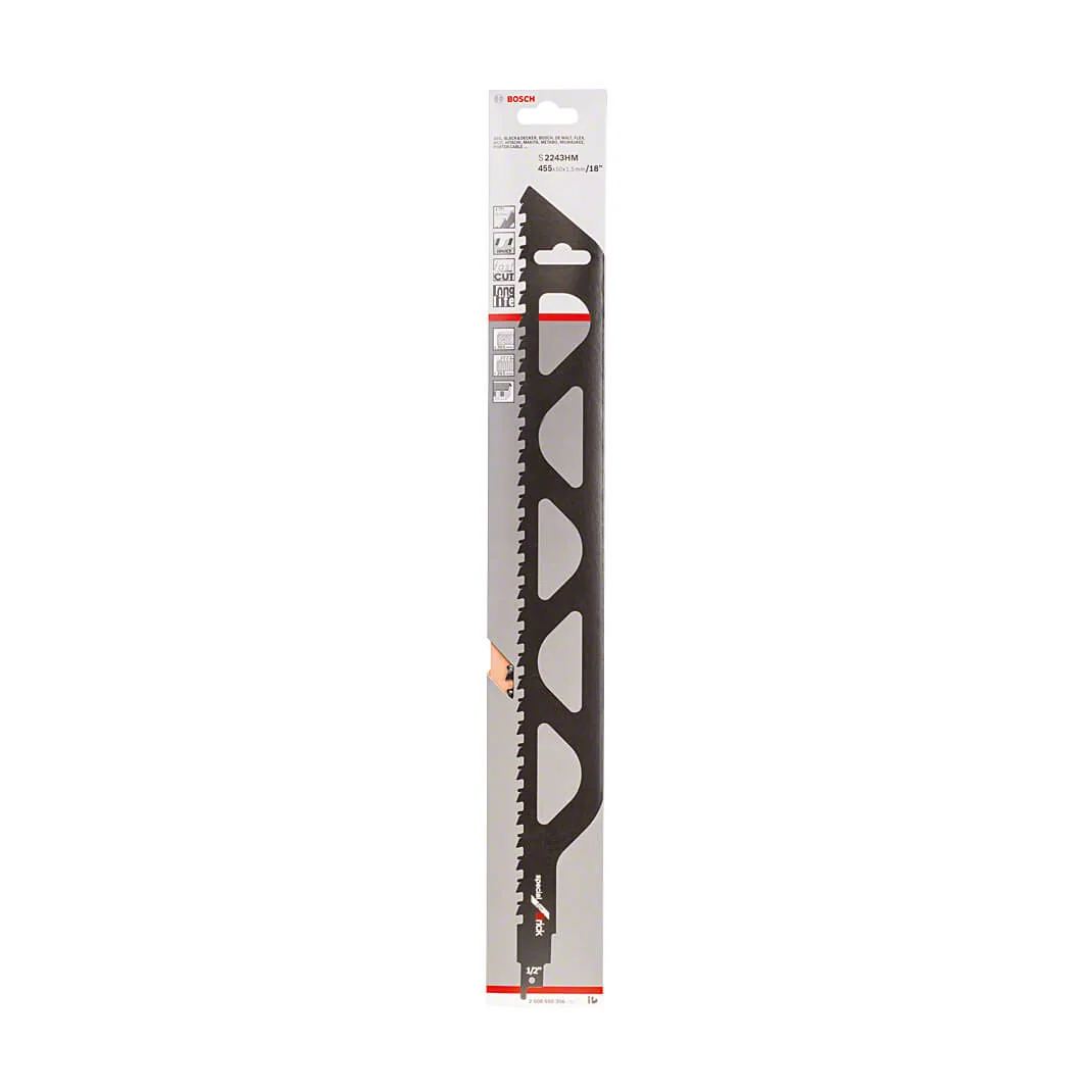 Bosch 455 mm Reciprocating Saw Blades Endurance for Brick (S 2243 HM), 2 608 650 356