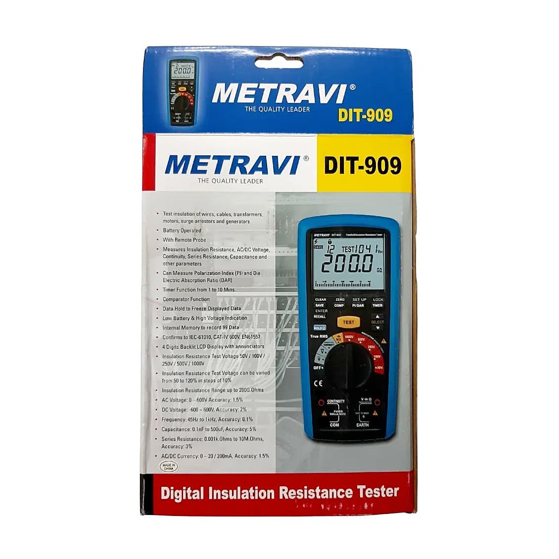 Metravi 50V - 1000V Digital Insulation Resistance Tester, DIT-909