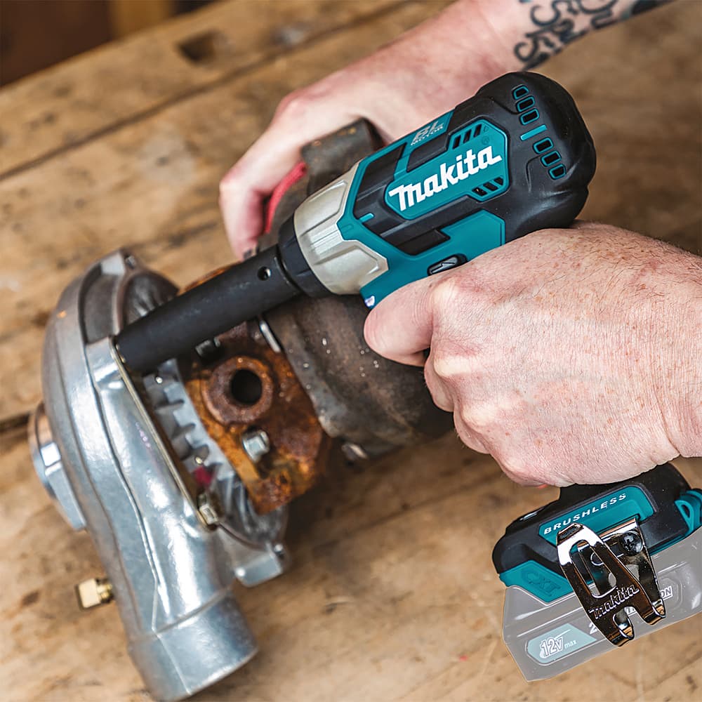 Makita 12Vmax CXT BL 12.7 mm (1/2") Cordless Impact Wrench with Rapid Charger & 2 Pcs 2.0Ah Batteries, TW161DSAE