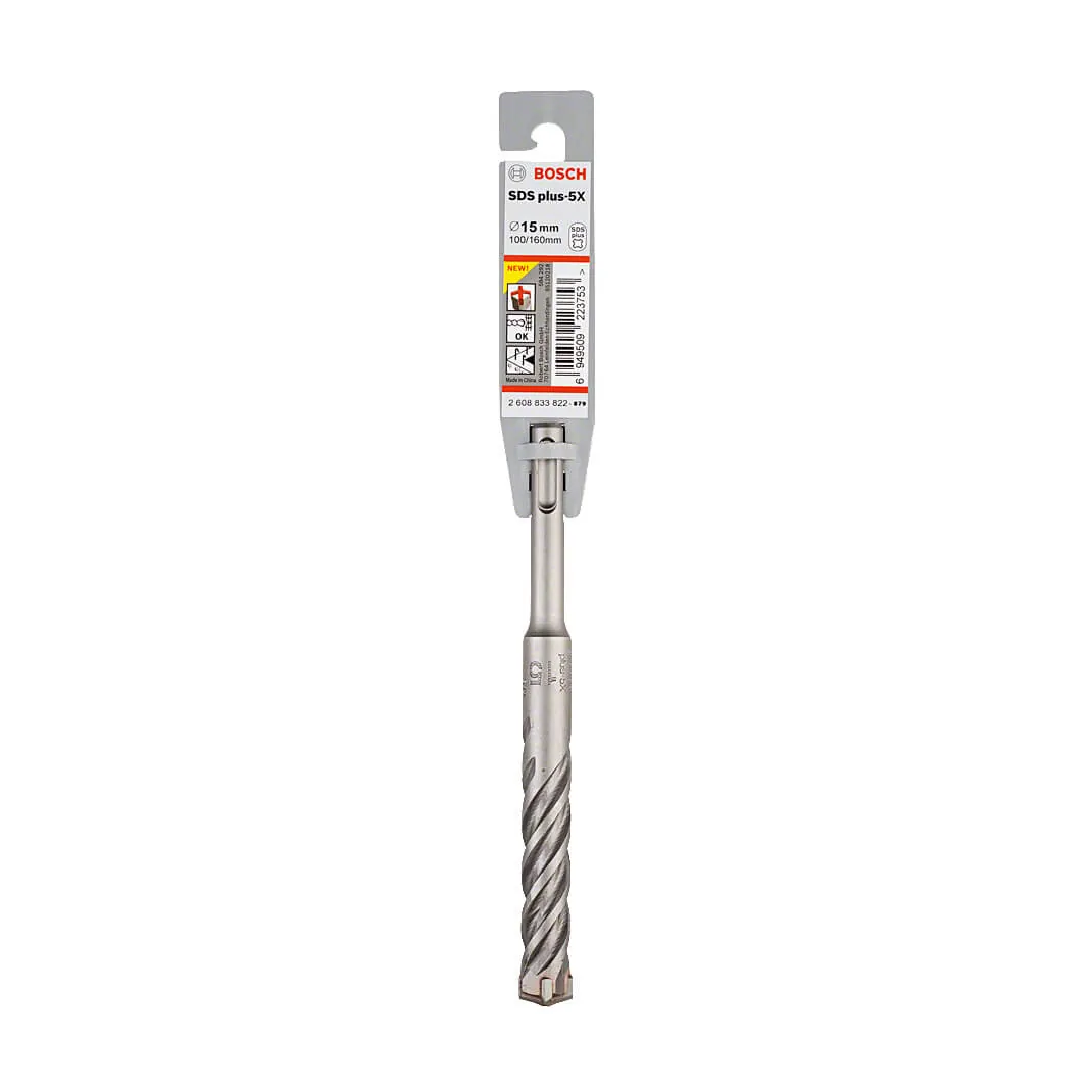 Bosch 15 x 100 x 160 mm SDS Plus-5X Hammer Drill Bits, 2 608 833 822