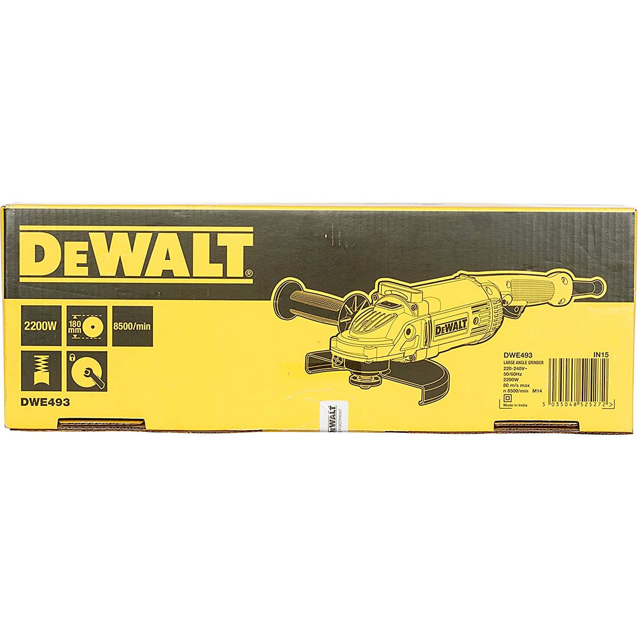 Dewalt 2200 W / 180 mm Heavy Duty Large Angle Grinder, DWE493-IN
