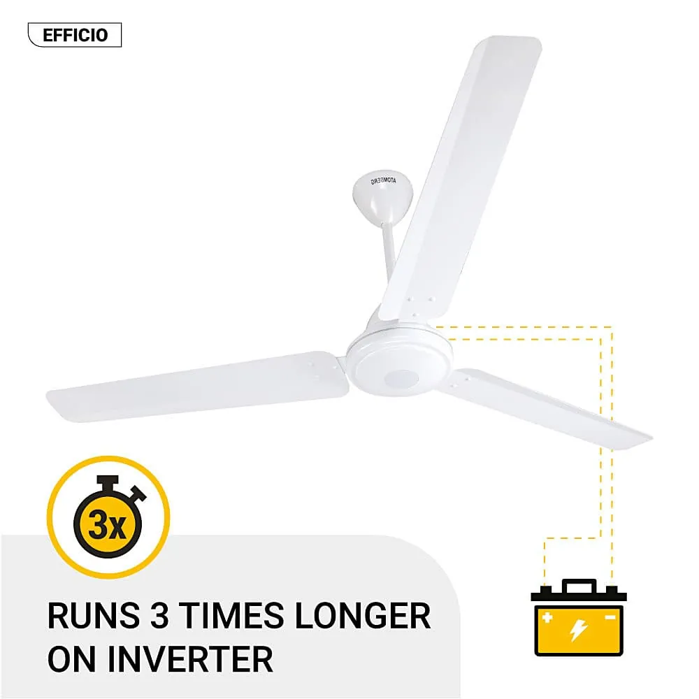 Atomberg Efficio 1400 mm Energy Efficient Ceiling Fan With BLDC Motor & Remote (White)