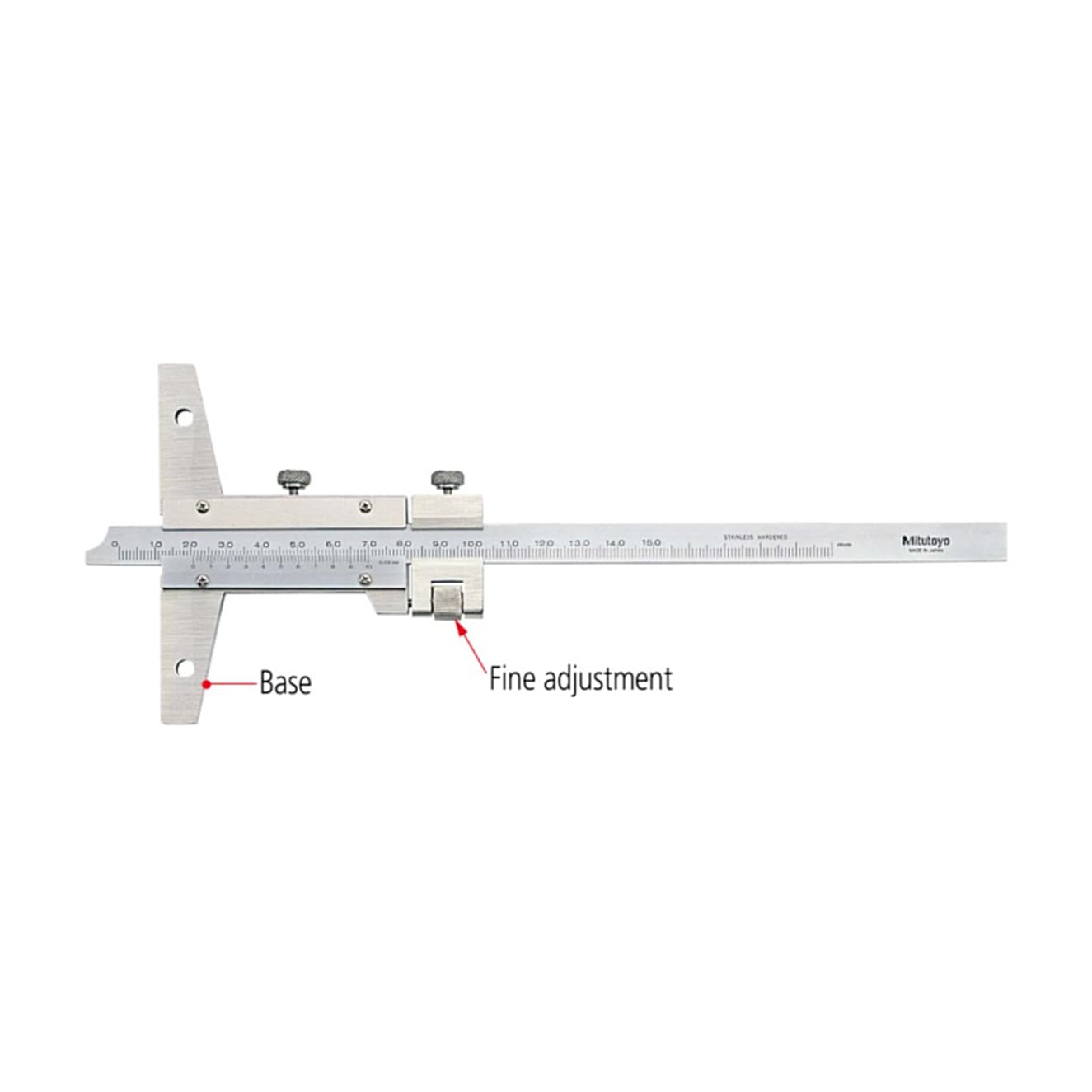 Mitutoyo 0 - 150 mm Vernier Depth Gauge with Fine Adjustment, 527-101