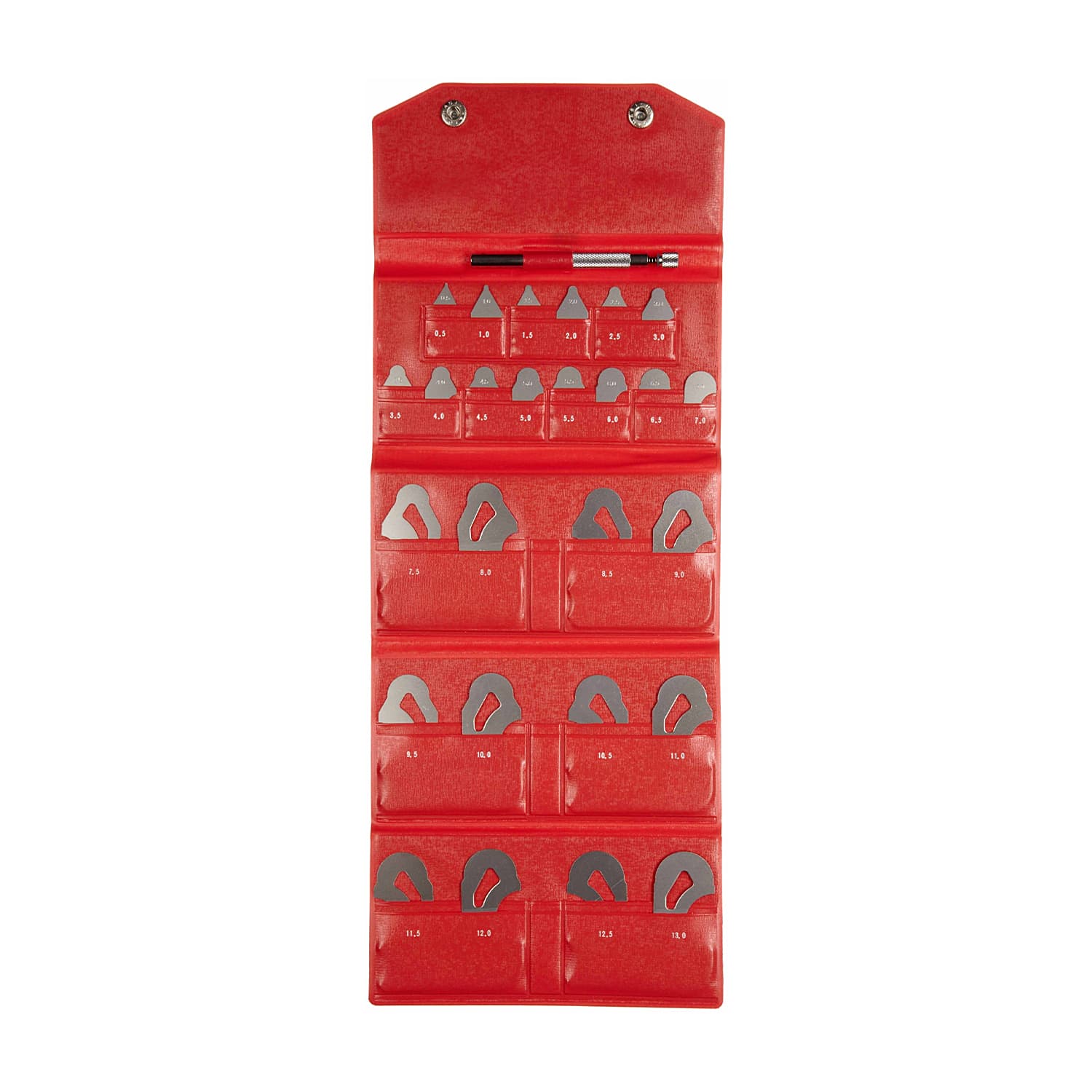 Mitutoyo 0.5 - 13 mm Radius Gauge Set (26 Leaves), 186-902