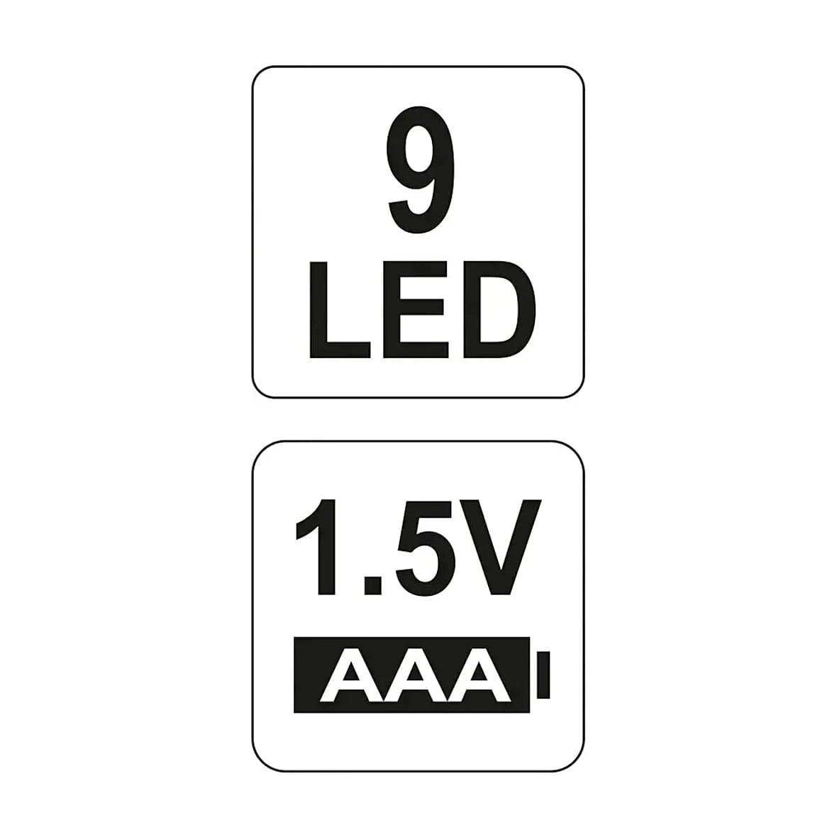 Yato 9 LED Aluminium Flashlight With Batteries, YT-08570