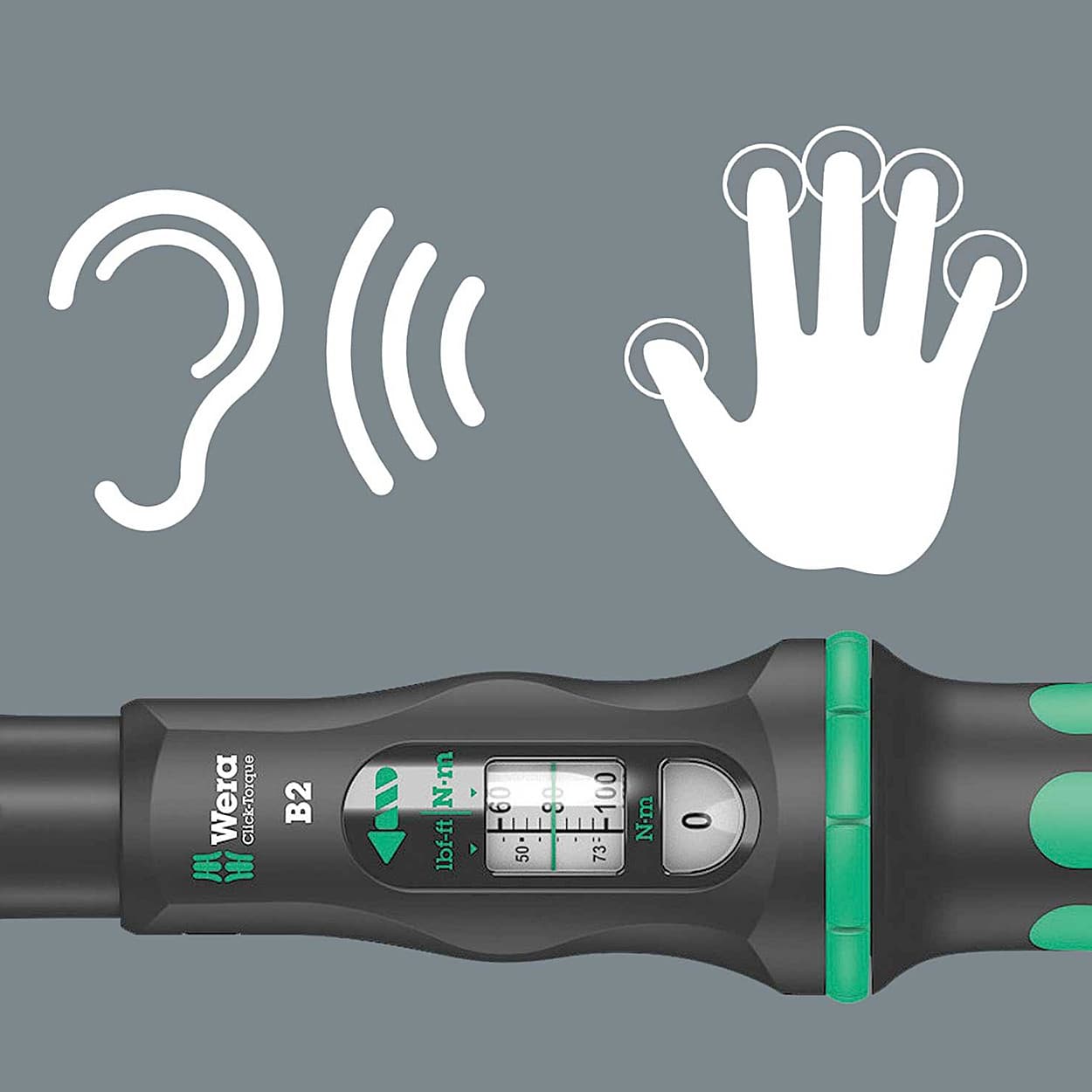 Wera 20 - 100 nm (3/8 Inch Sq. Drive) Torque B 2 Wrench With Reversible Ratchet, 05075611001