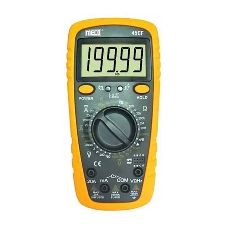 Meco 4-1/2 Digit / 20000 Count TRMS Autoranging Digital Multimeter With Holestar, 45CF