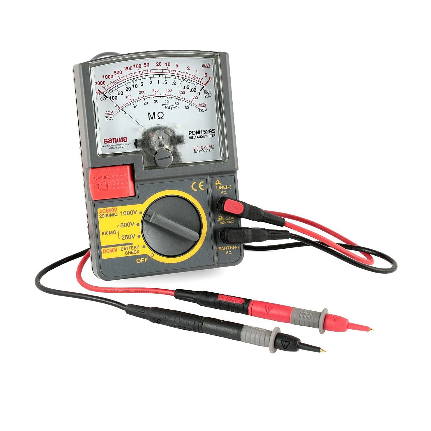 Sanwa 1000V / 2000 MOhms Range Analog Insulation Tester, PDM1529S