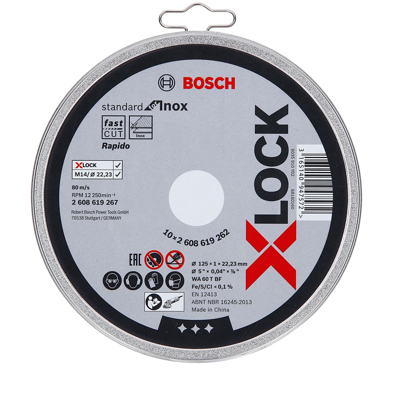 Bosch 125 x 1 mm X-LOCK Standard For Inox Straight Cutting (Pack of 25 Pcs), 2 608 619 262