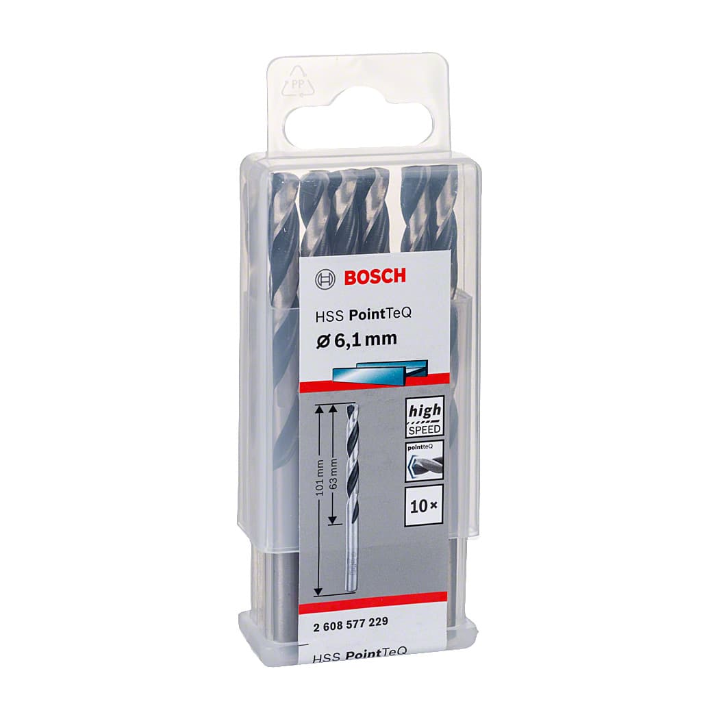 Bosch 6.10 mm HSS Metal Drill Bits PointTeQ Range (Pack of 10 Pcs), 2 608 577 229