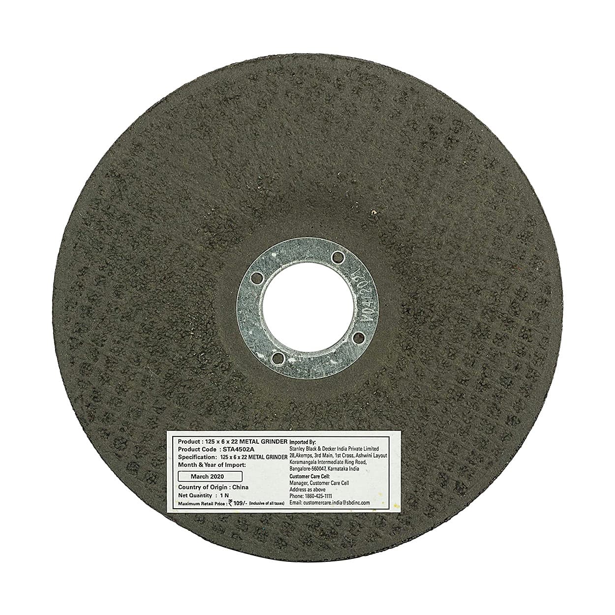 Stanley 125 x 6 x 22.23 mm Metal Grinding Wheel, STA4502A-IN