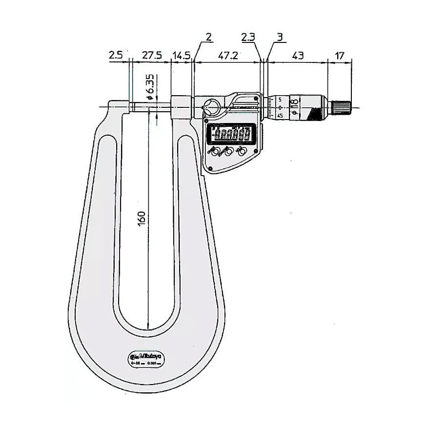 Mitutoyo 0 - 1 inch Digital Sheet Metal Micrometer (Type C), 389-371-30
