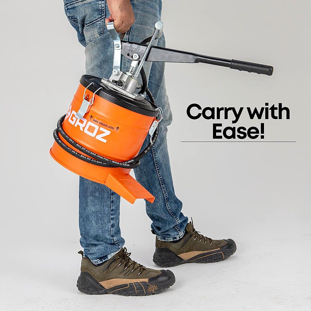 Groz 6 Kg Hand Operated Bucket Grease Pump With Variable Handle Setting (Without Wheel), VGP/6A