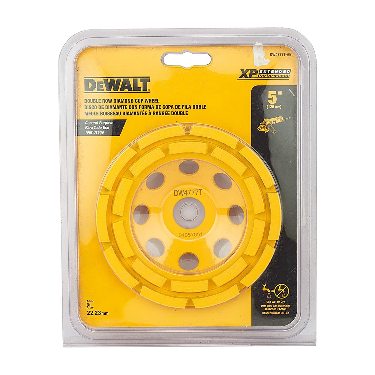 Dewalt 5 inch / 125 mm Double Row Diamond Cup Grinding Wheel For Angle Grinders, DW4777T-AE