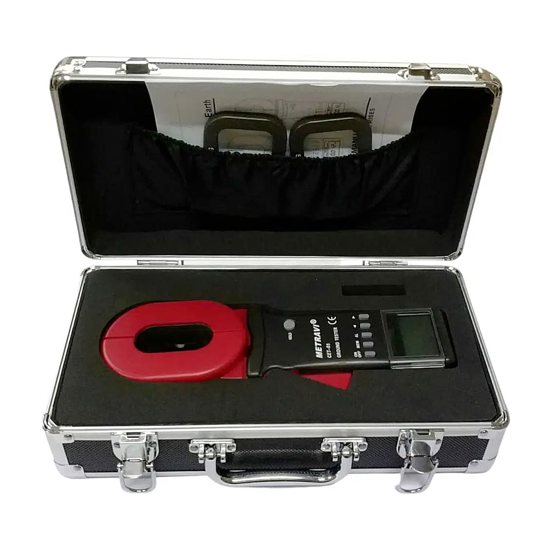 Metravi 4 Digits / 0.01Ohm - 200Ohm Resistance Range Clamp On Ground Resistance Tester With Long Elliptical Jaw, CET-05