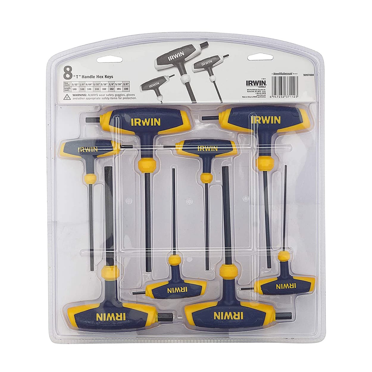 Irwin 3/32 inch - 3/8 inch T-Handle Hex Allen Key Set (8 Pcs), T9097008