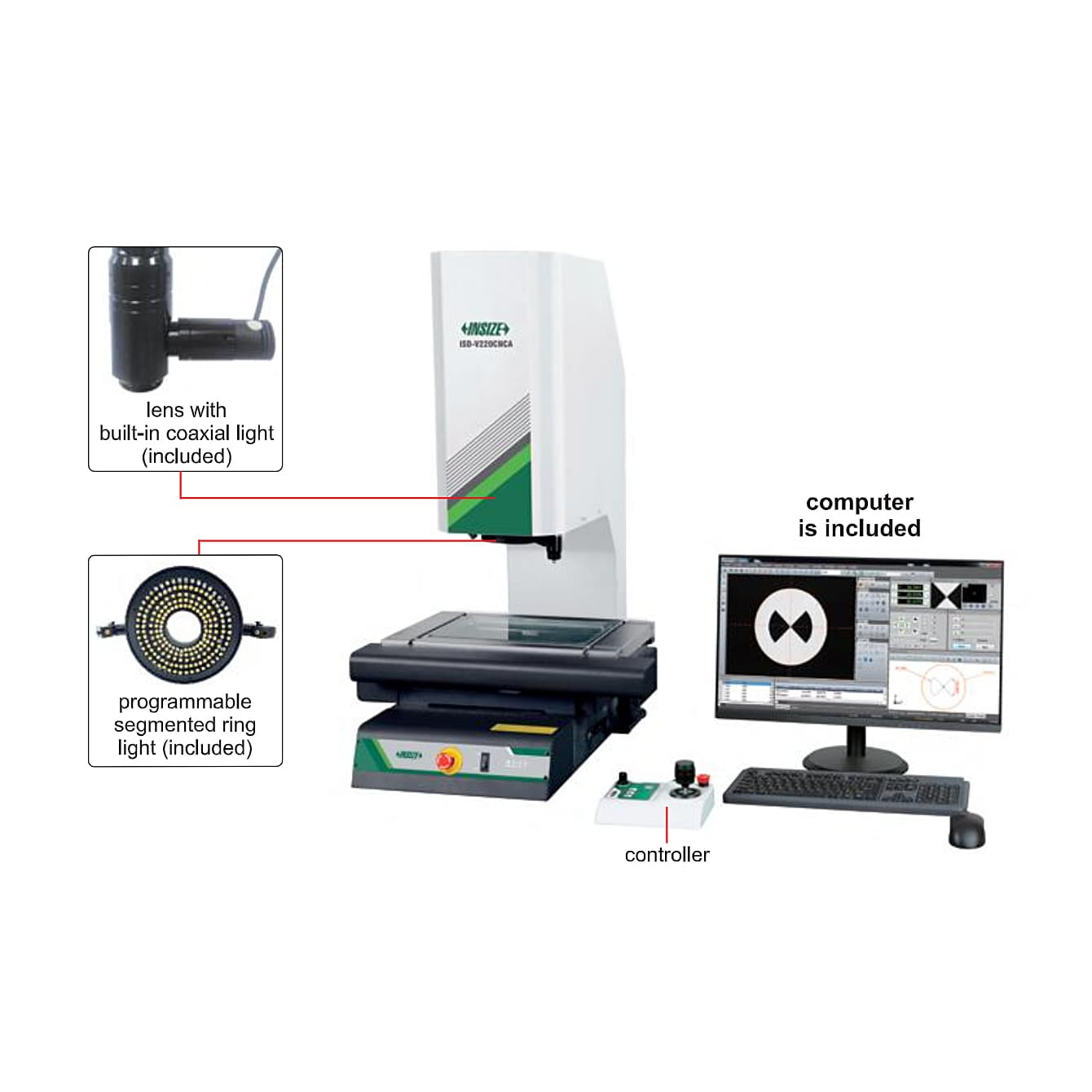 Insize 270 x 170 x 150 mm Standard Type CNC Vision Measuring System with Computer and Without Desk, ISD-V270CNCA