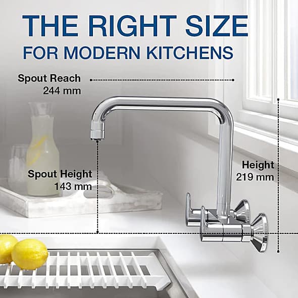 Kohler July Wall Mount Kitchen Mixer In Polished Chrome Finish, K-20591IN-4-CP