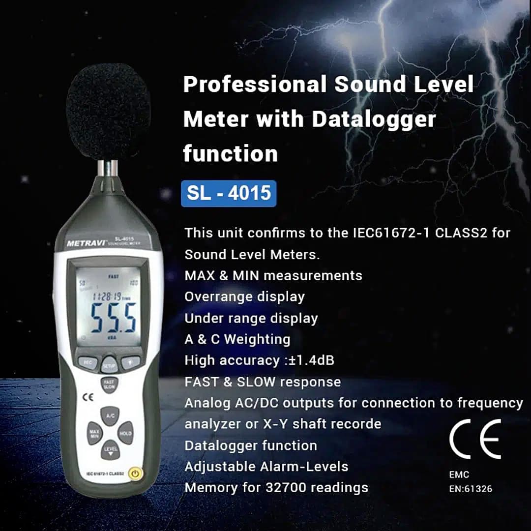 Metravi 4 Digits Digital Sound Level Meter With USB PC Interface, SL-4015
