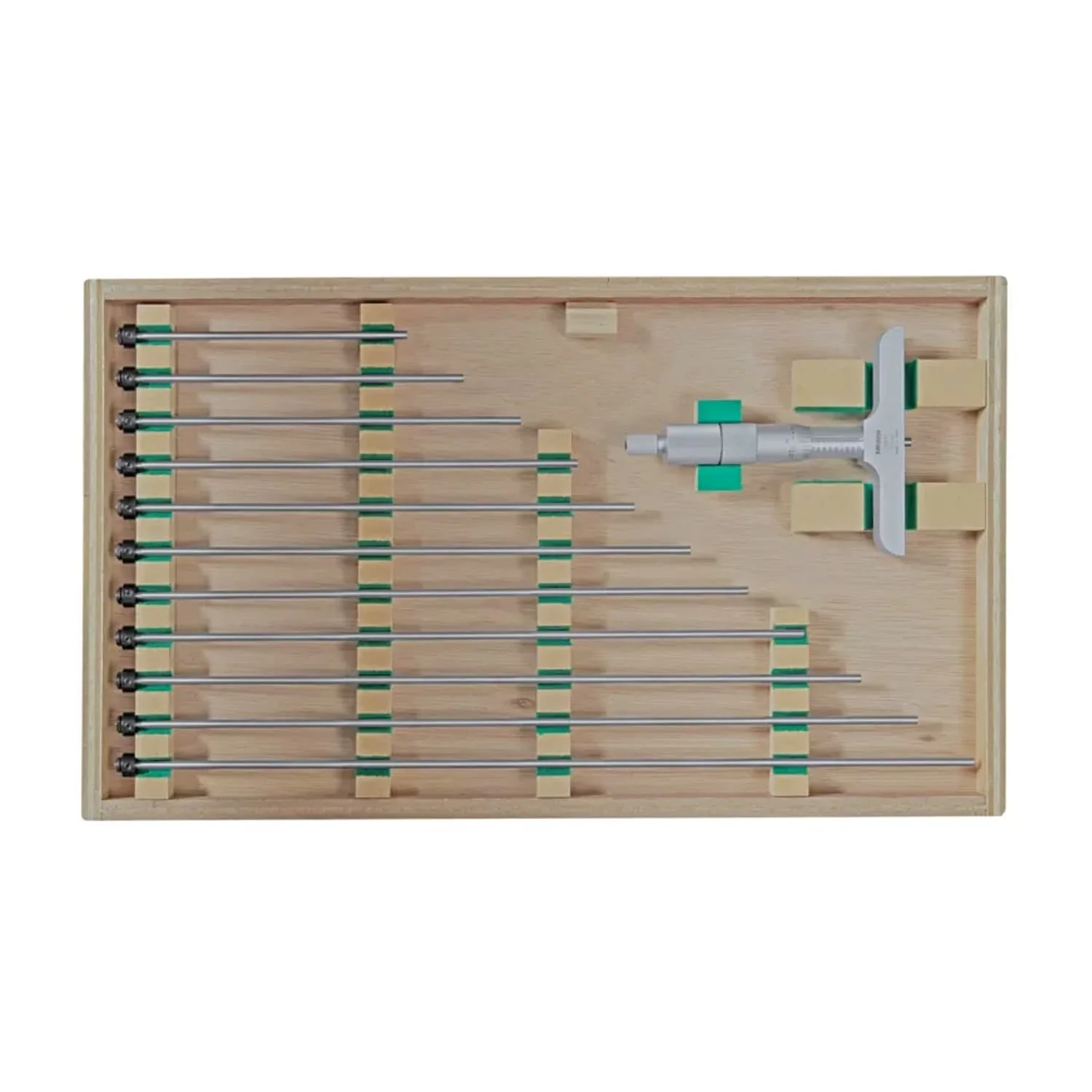 Mitutoyo 0 - 12 inch Depth Micrometer with Interchangeable Rods (4 inch Base Width), 129-150