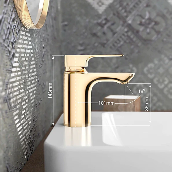 Kohler Aleo+ Single Control Basin / Lavatory Faucet Without Drain In French Gold Finish, K-72312IN-4ND-AF