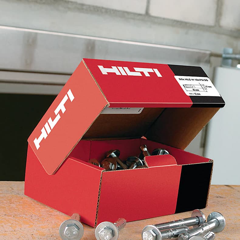 Hilti 10 x 100/65 mm Assy HLC-H Sleeve Anchor - Hexagon Bolt Version With Washer (Pack Of 50 Pcs), 385847