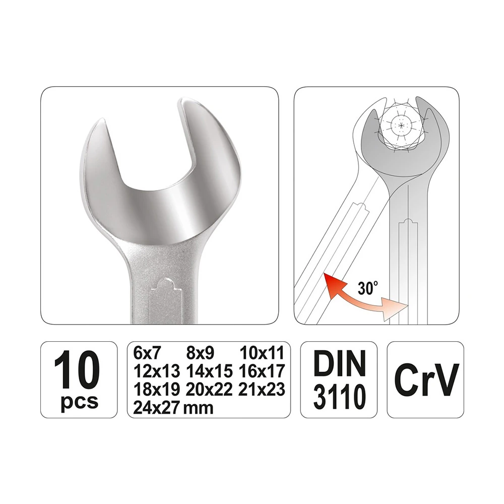 Yato 10 Pcs Double Open End Spanner Sets, YT-0380