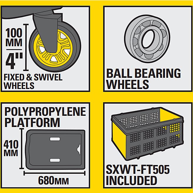 Stanley 120 Kg Load Capacity Flat Folding Truck with Utility Basket (Combi Pack), SXWT-PC519-SP