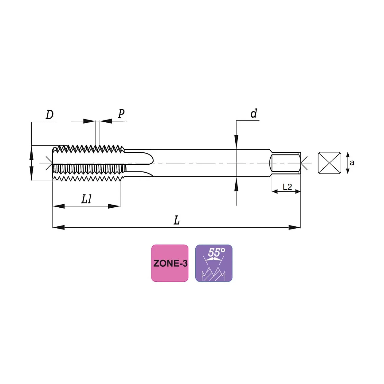 JK 1 Inch BSF Thread HSS Hand Taps (Set of 3 Pcs), 9110068