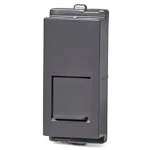 Schneider Electric Opale 1 Module RJ 45 Telephone Outlet With Shutter - Coke Grey (Pack of 20 Pcs), AAKY4045