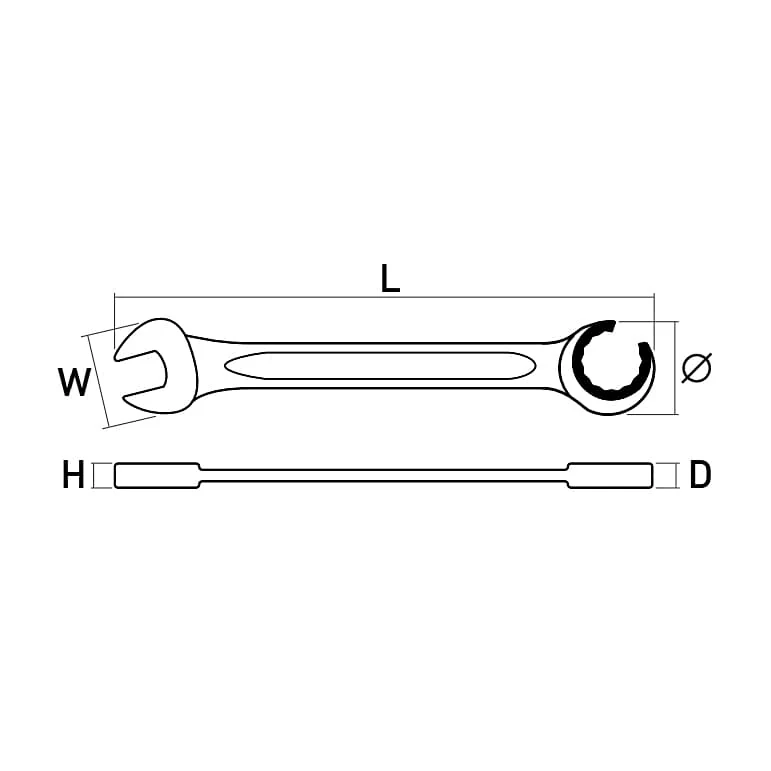 Hogert 17 mm Semi-Open Ratcheting Wrench, HT1R073