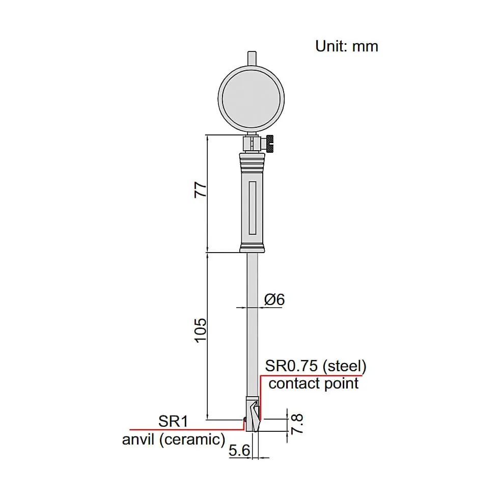 Insize 10 - 18.5 mm Bore Gauge For Small Holes, 2852-18