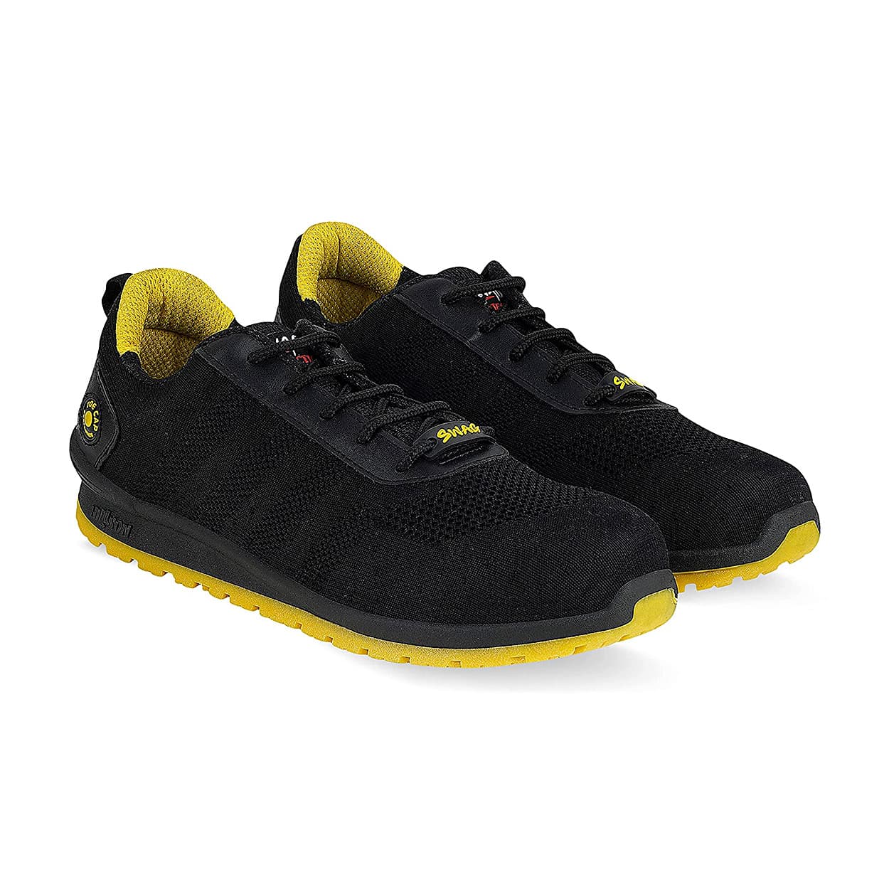 Hillson Dual Density TFP Sole Synthetic Leather Swag Safety Shoes - Steel Toe (Black & Yellow), Swag-1906