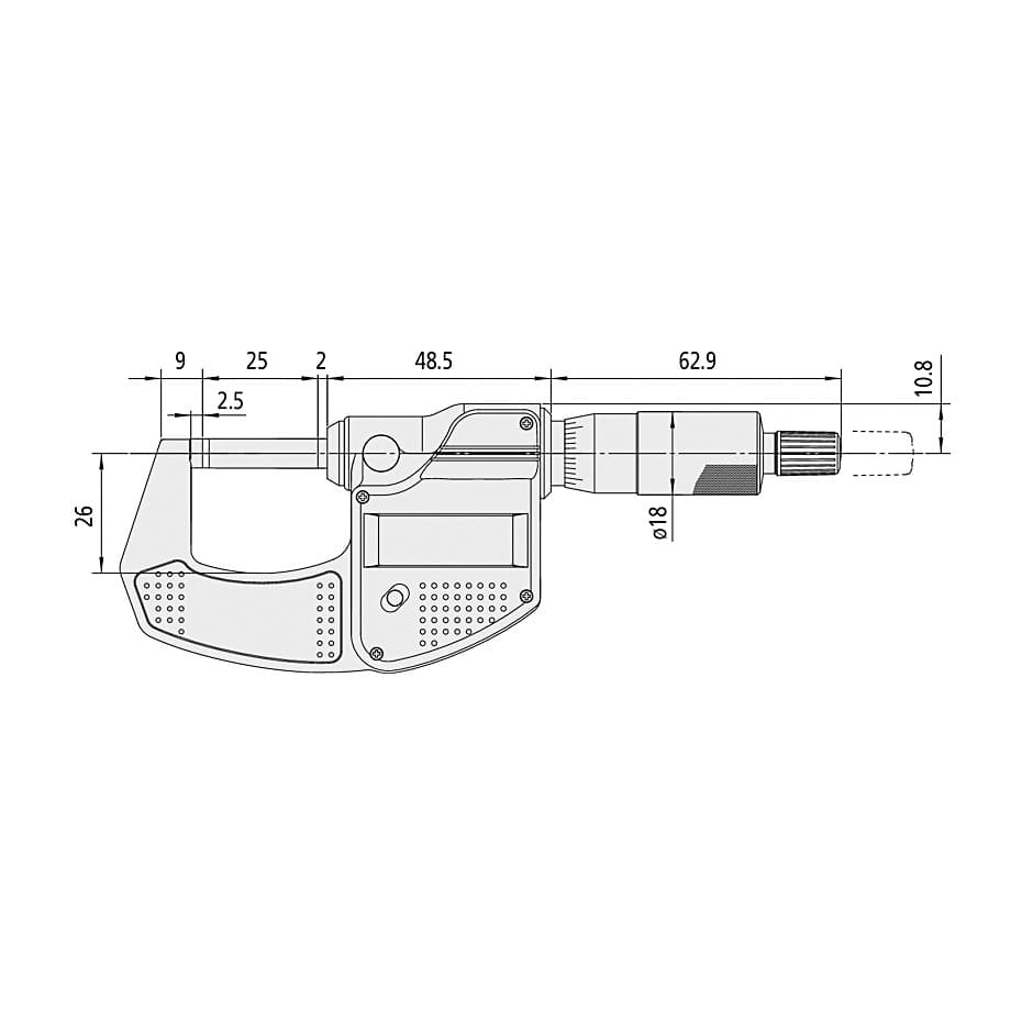 Mitutoyo 0 - 25 mm Digital Micrometer Without Data Output (Metric / Inch), 293-831-30