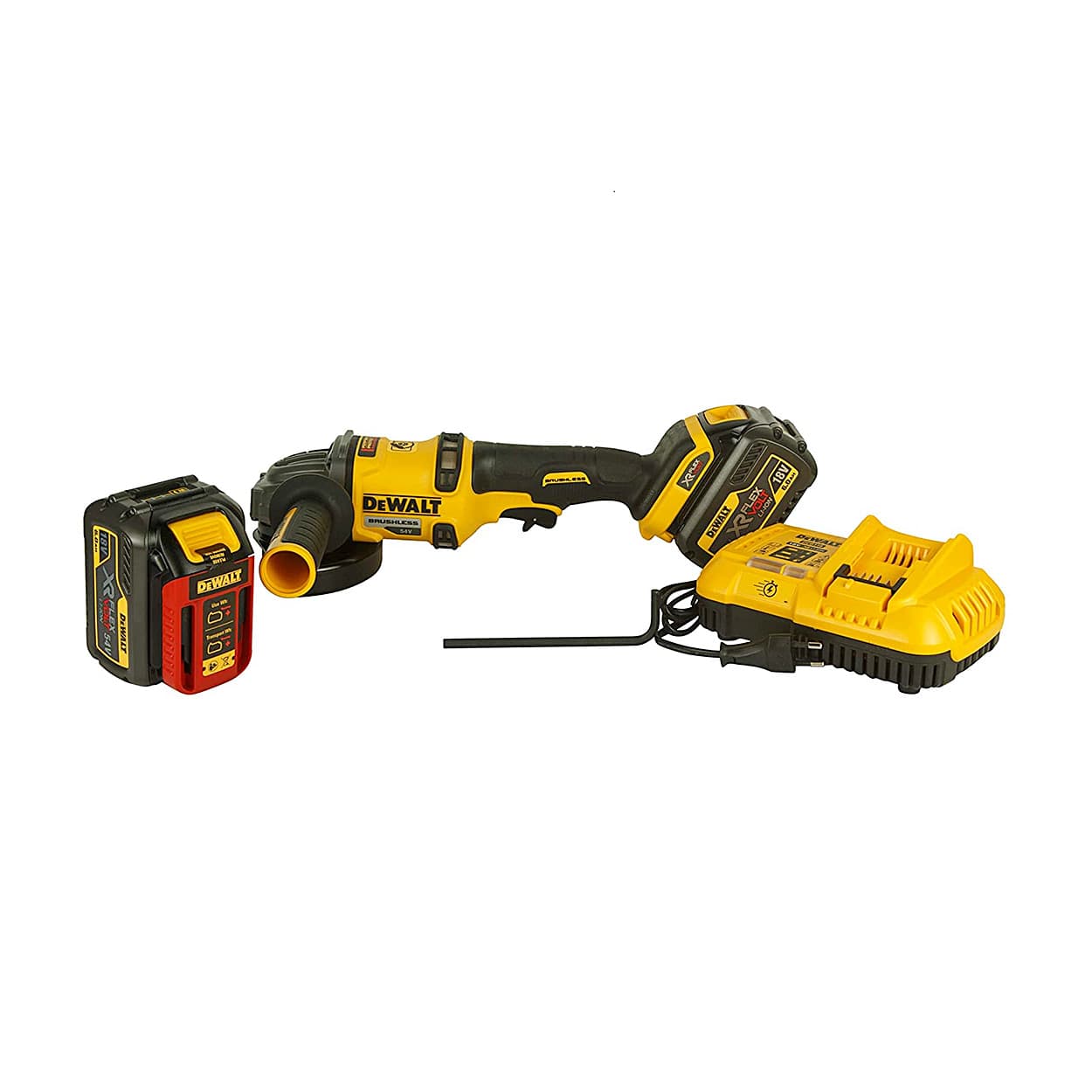 Dewalt 54V Flexvolt 125 mm Cordless Angle Grinder Kit -2x6.0 Ah Batteries Included, DCG414T2-QW