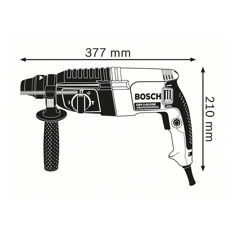 Bosch 800W Professional SDS Plus Rotary Hammer (With Key Chuck & Adapter), GBH 2-26 DRE