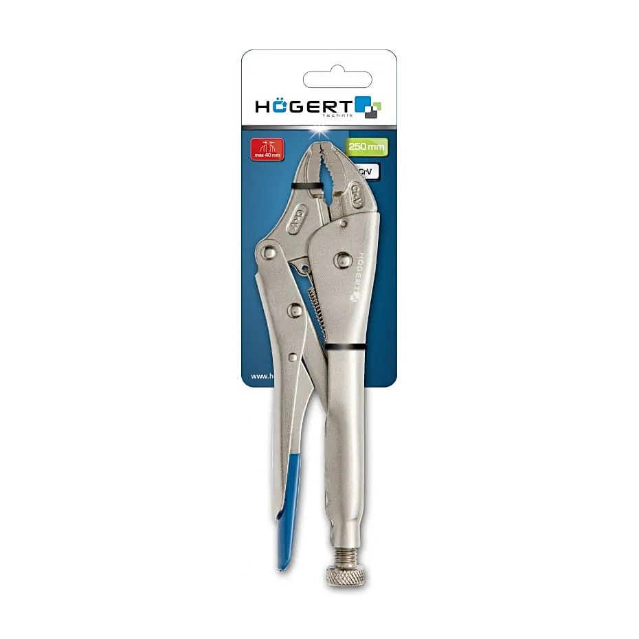 Hogert 10 inch / 250 mm Locking Plier With Round Jaws, HT1P380