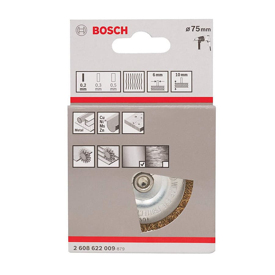 Bosch 75 mm Dia. Brass-Coated Brushing Wire Wheel, 2 608 622 009