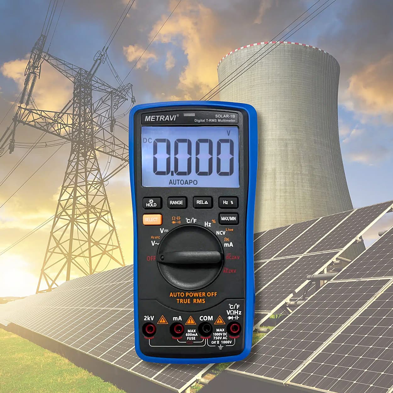 Metravi 2000V AC/DC Digital TRMS Multimeter, Solar-1B